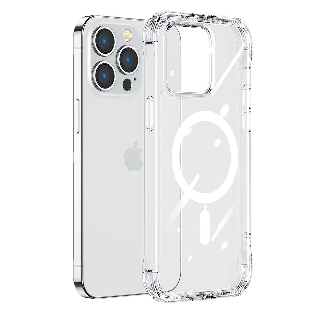 Magnetyczne etui do iPhone 14 Plus pancerny pokrowiec z haczykami podstawką przezroczysty Magnetyczne etui do iPhone 14 Plus pancerny pokrowiec z haczykami podstawką przezroczysty