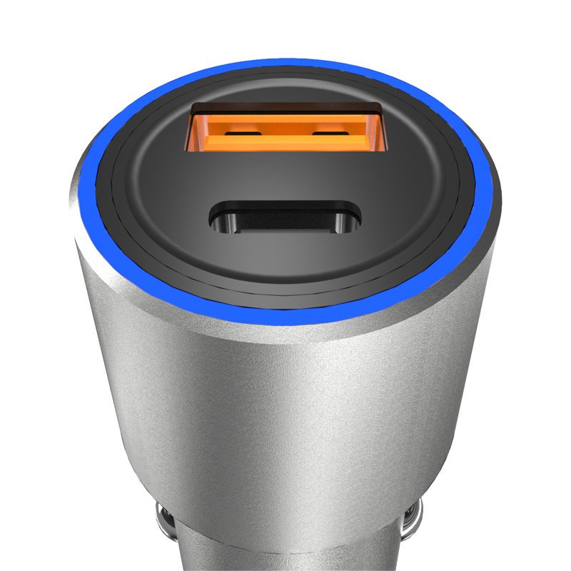 Ładowarka samochodowa USB USB-C PD QC 22,5W szary