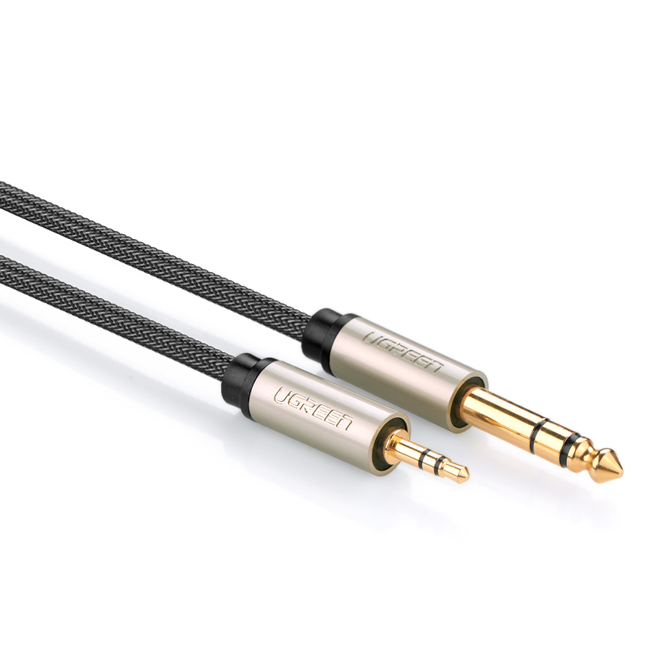 Kabel przewód przejściówka audio TRS mini jack 3.5mm – jack 6.35mm 2m szary