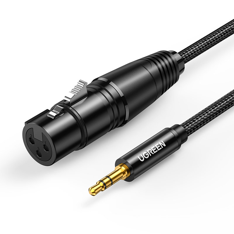 Kabel przewód audio 3.5mm mini jack (męski) – XLR (żeński) 1m czarny