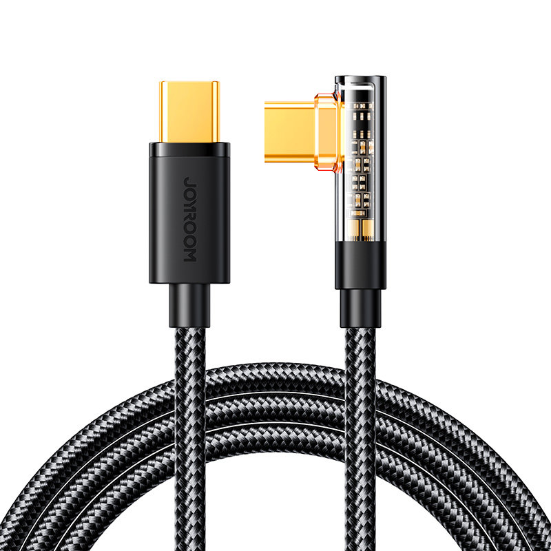 Kątowy kabel USB-C do szybkiego ładowania i transferu danych 100W 1.2m czarny Kątowy kabel USB-C do szybkiego ładowania i transferu danych 100W 1.2m czarny