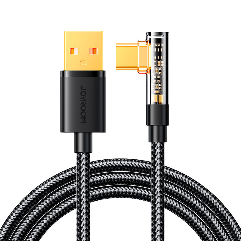 Kątowy kabel USB-C – USB do szybkiego ładowania i transferu danych 3A 1.2m czarny