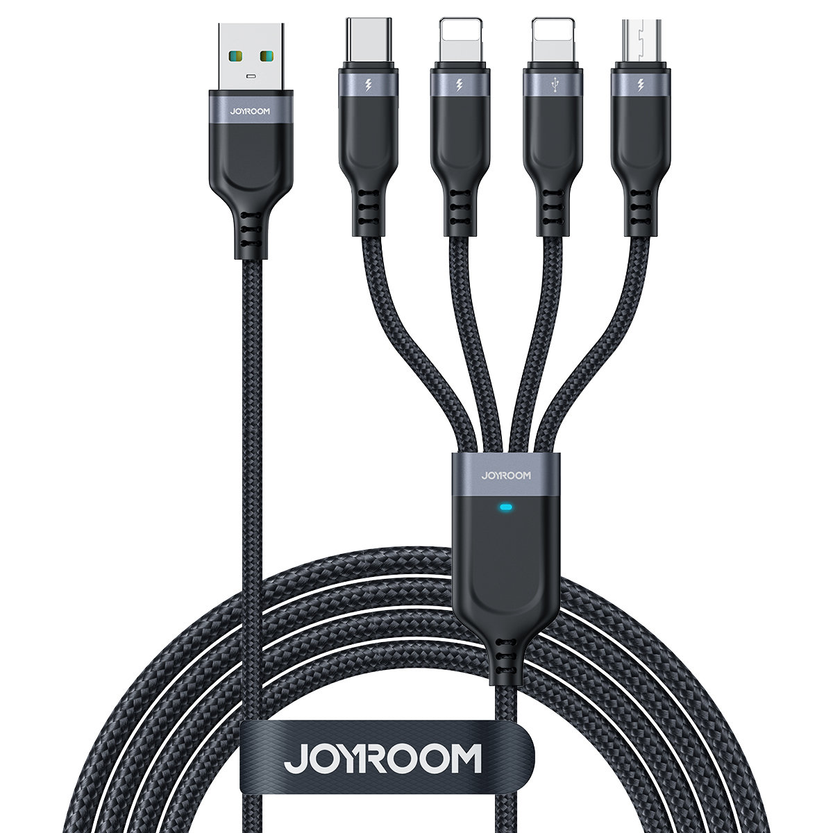 4w1 Kabel przewód USB-A – USB-C 2x iPhone Lightning microUSB 1.2m czarny