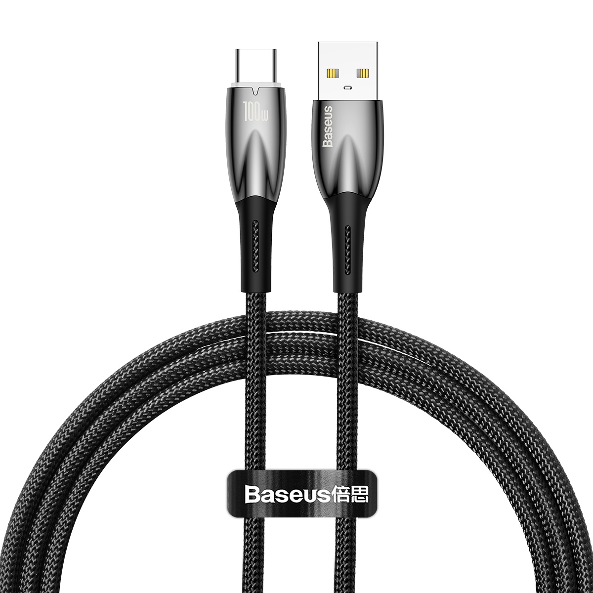 Wytrzymały elastyczny kabel do szybkiego ładowania USB-A – USB-C 100W 1m czarny