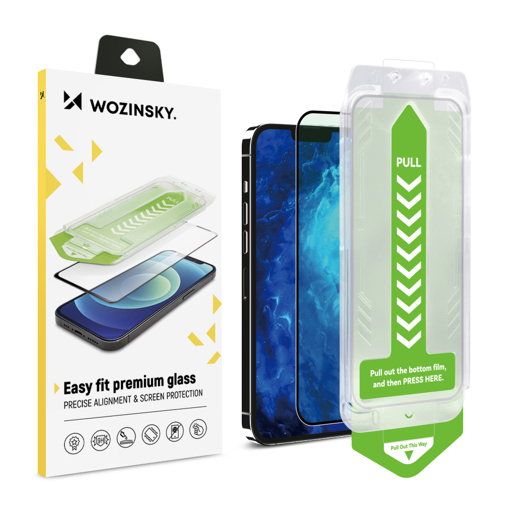 Szkło hartowane 9H z ramką montażową do iPhone 14 Pro Max Premium Glass czarne Szkło hartowane 9H z ramką montażową do iPhone 14 Pro Max Premium Glass czarne