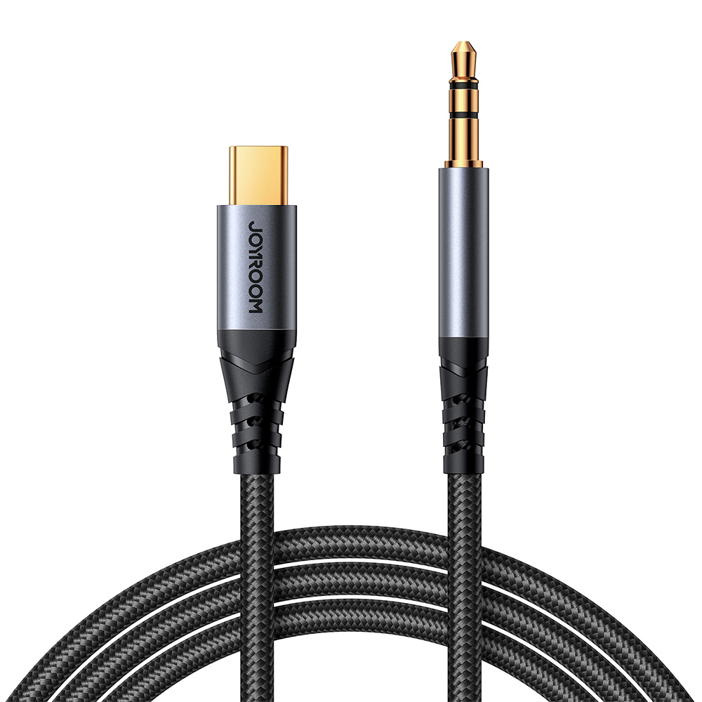 Kabel audio stereo do telefonu AUX 3.5 mm mini jack – USB-C 1.2m czarny