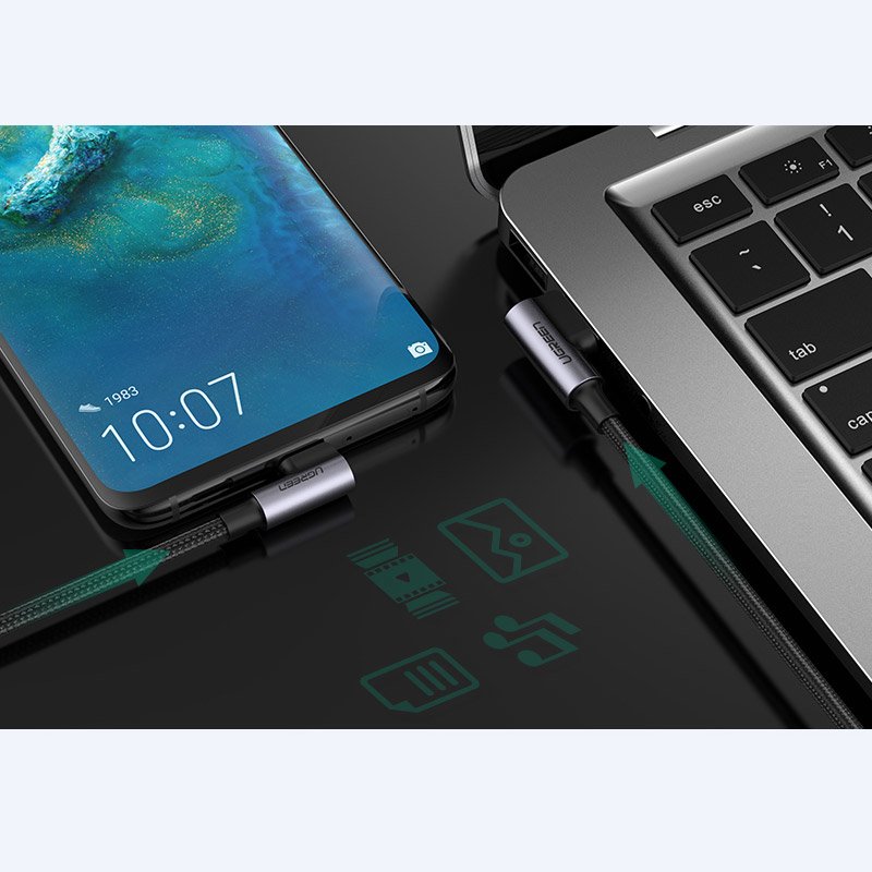 Kątowy kabel przewód USB – USB-C QC 3.0 3A 1m szary Kątowy kabel przewód USB – USB-C QC 3.0 3A 1m szary