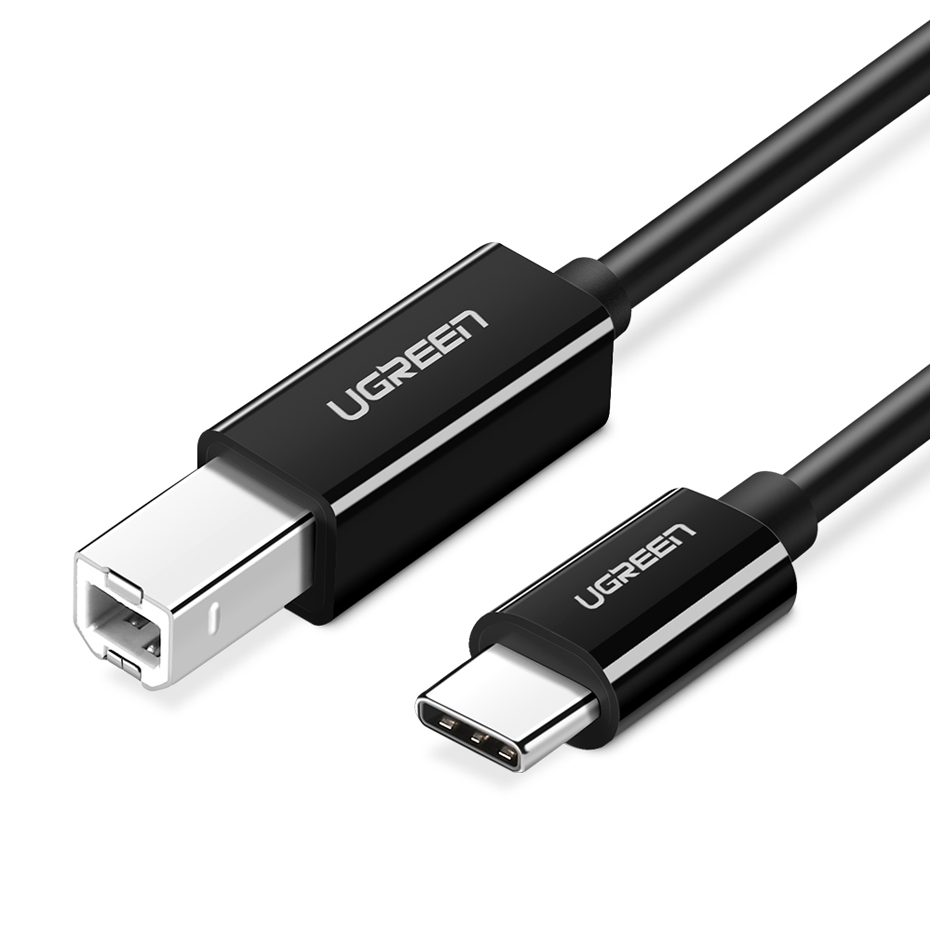 Kabel przewód do drukarki skaneru faxu USB-C – USB-B 1m czarny Kabel przewód do drukarki skaneru faxu USB-C – USB-B 1m czarny