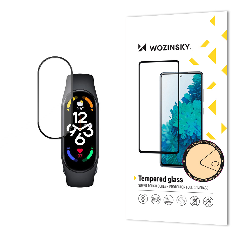 Szkło hartowane na ekran Xiaomi Mi Band 7 Full Glue z ramką czarny Szkło hartowane na ekran Xiaomi Mi Band 7 Full Glue z ramką czarny
