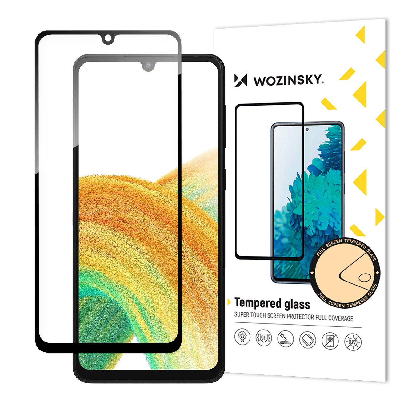 Szkło hartowane 9H na cały ekran Samsung Galaxy A34 5G z czarną ramką Full Glue Szkło hartowane 9H na cały ekran Samsung Galaxy A34 5G z czarną ramką Full Glue
