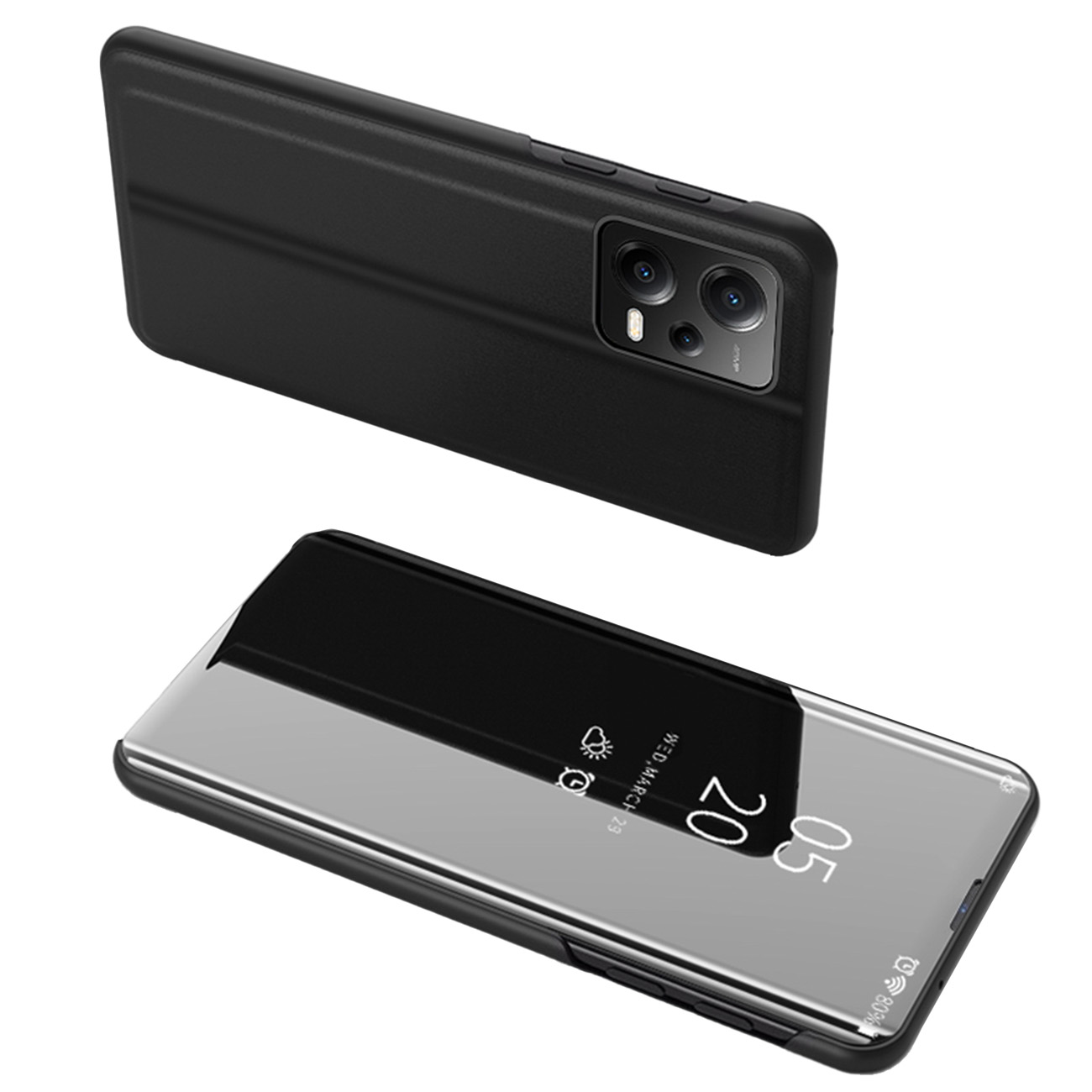 Błyszczące etui z klapką do Xiaomi Redmi Note 12 5G / Poco X5 Pro 5G Clear View Case czarny Błyszczące etui z klapką do Xiaomi Redmi Note 12 5G / Poco X5 Pro 5G Clear View Case czarny