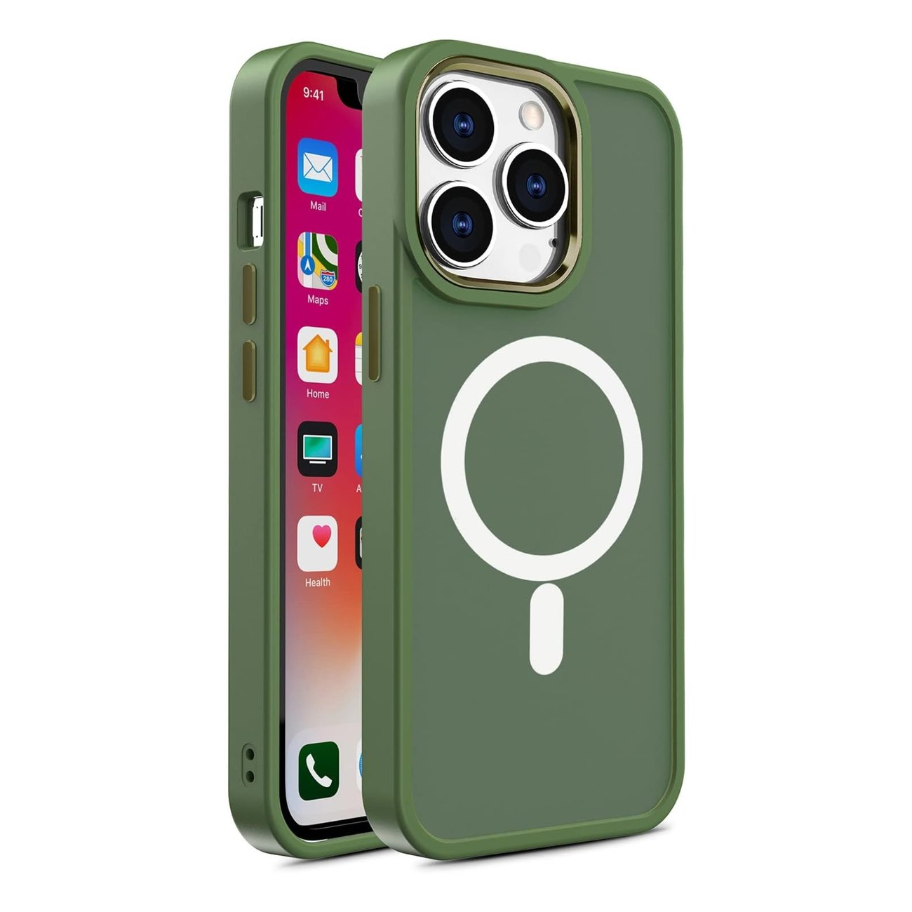 Magnetyczne etui z MagSafe do iPhone 15 Plus otworki pod smycz zielone Magnetyczne etui z MagSafe do iPhone 15 Plus otworki pod smycz zielone