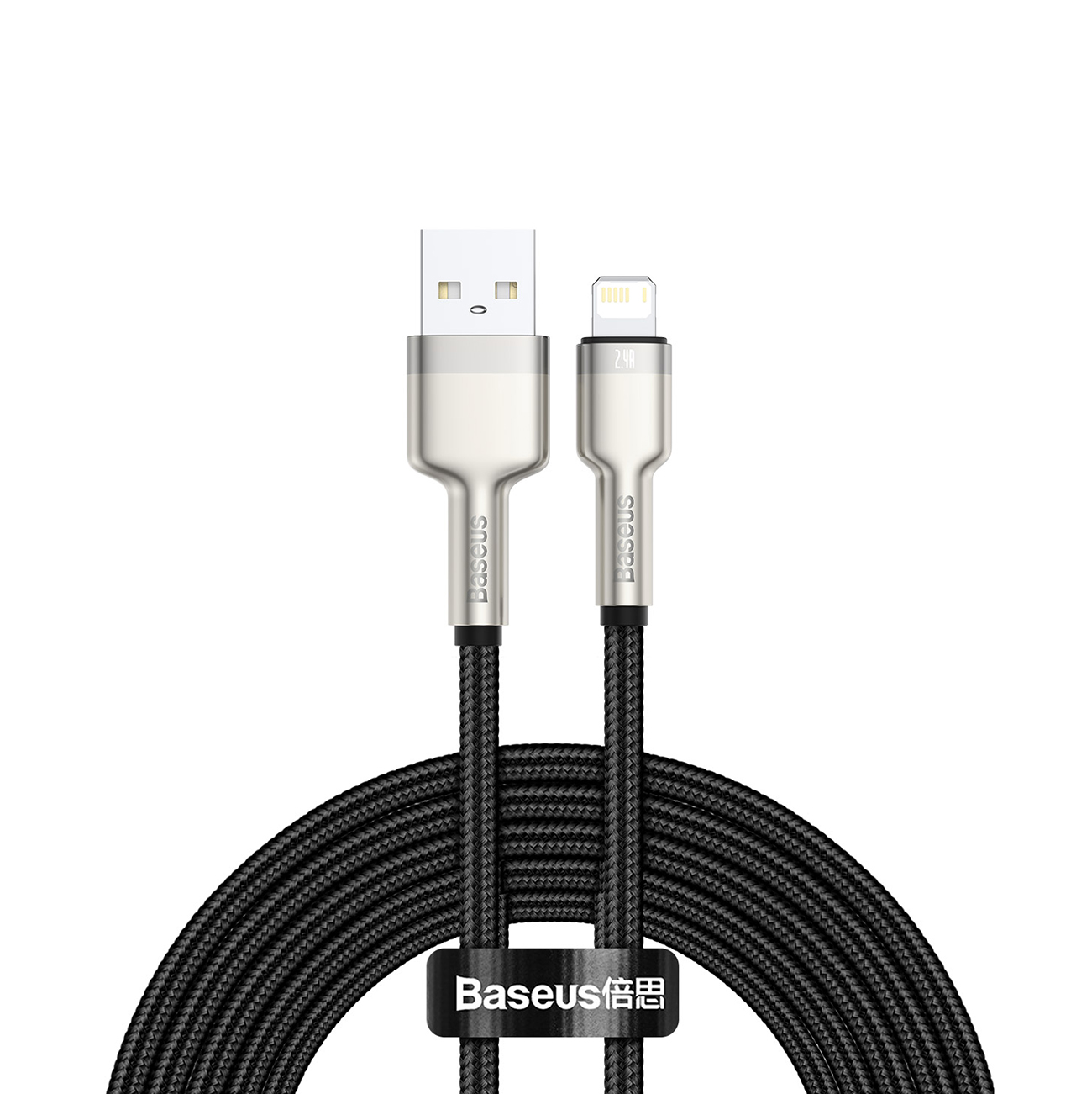 Kabel przewód Cafule Series Metal Data USB-A – iPhone Lightning 2.4A 1m – czarny