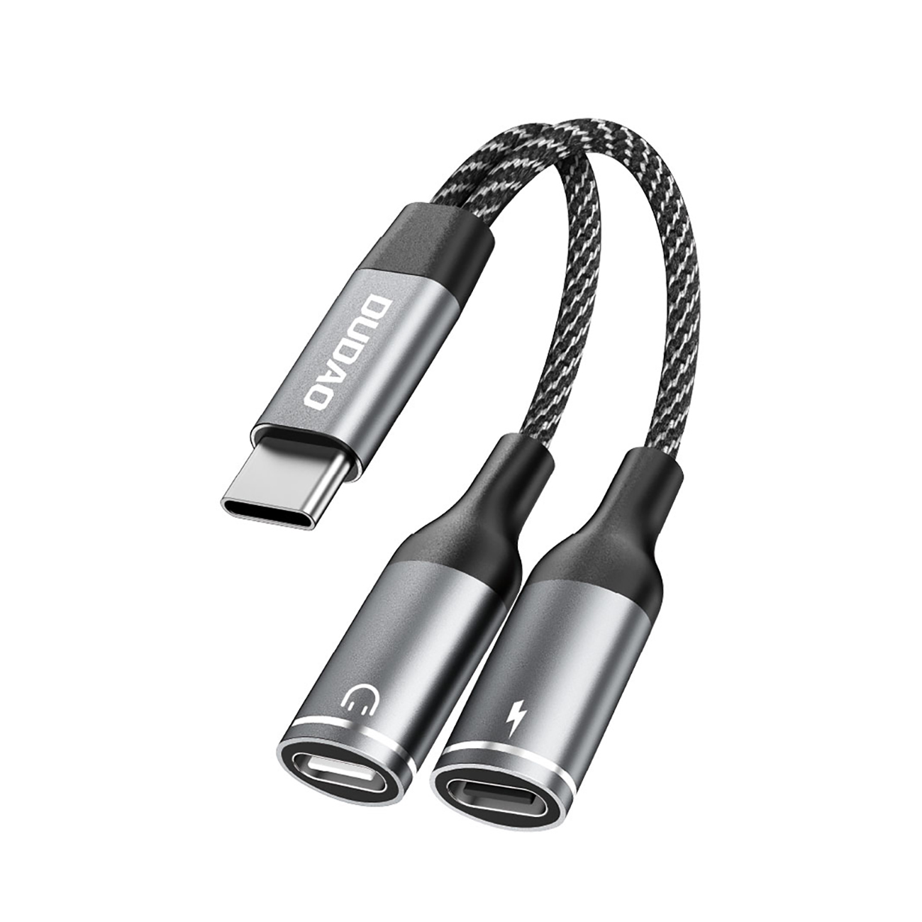 2w1 Adapter przejściówka rozdzielacz USB-C na zasilanie i słuchawki – szary 2w1 Adapter przejściówka rozdzielacz USB-C na zasilanie i słuchawki – szary