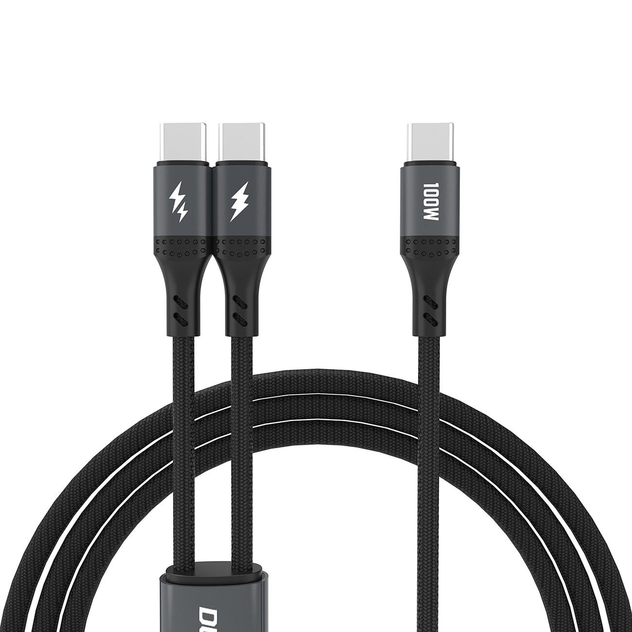 2w1 Kabel przewód L3F do ładowania 2 telefonów USB-C – 2x USB-C 100W 1.2m – czarny