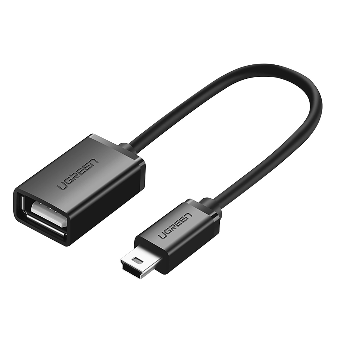 Adapter przejściówka mini USB-B (męski) – USB-A (żeński) OTG 10cm – szary