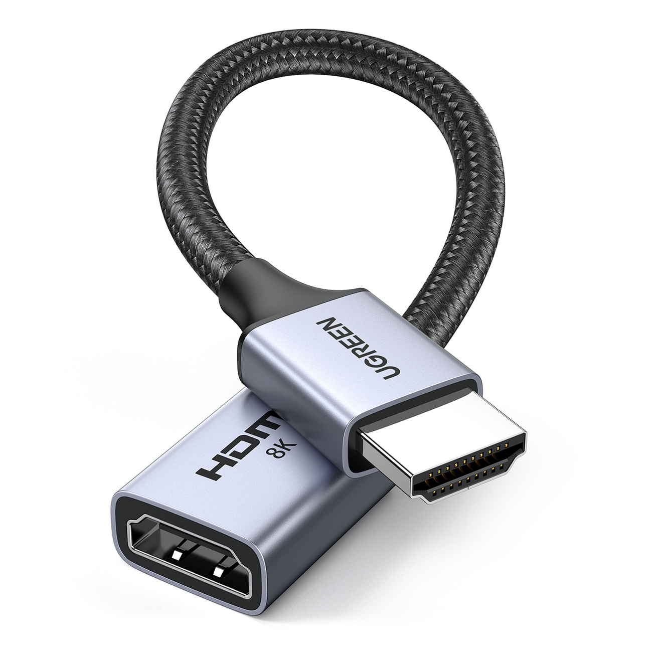 Kabel przedłużacz przewód HDMI (męski) / HDMI (żeński) 8K 15cm – szary Kabel przedłużacz przewód HDMI (męski) / HDMI (żeński) 8K 15cm – szary