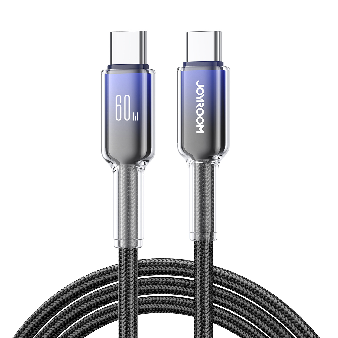 Kabel przewód Crystal-Clear Series 60W USB-C – USB-C 1.2m – czarny Kabel przewód Crystal-Clear Series 60W USB-C – USB-C 1.2m – czarny