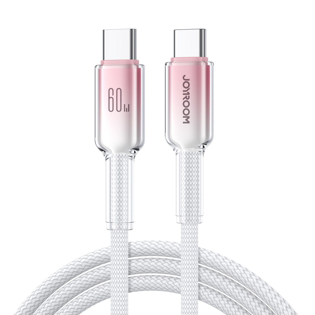 Kabel przewód Crystal-Clear Series 60W USB-C – USB-C 1.2m – biały