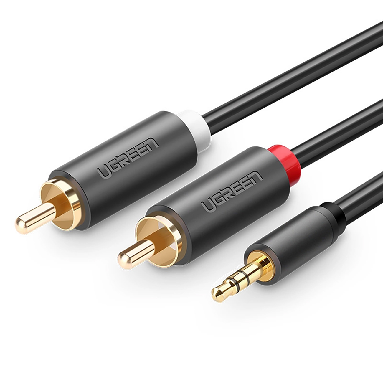 Kabel przewód audio 3.5mm minijack (męski) – 2RCA (męski) 5m – szary
