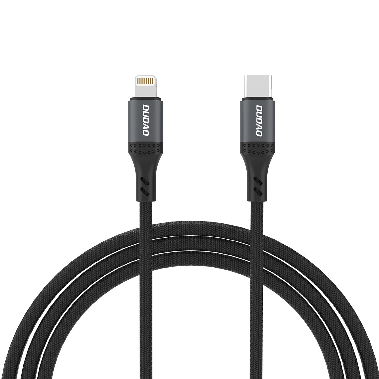Kabel przewód w oplocie USB-C – iPhone Lightning 30W 1.2m – czarny