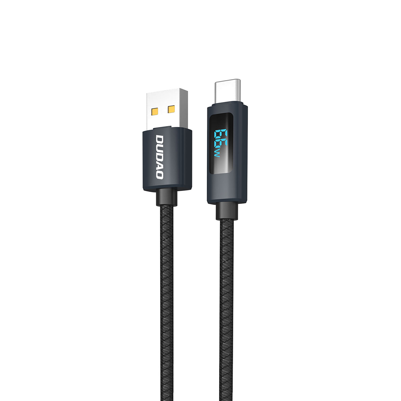 Kabel przewód L7T USB-A – USB-C 66W z wyświetlaczem LED 1m – czarny
