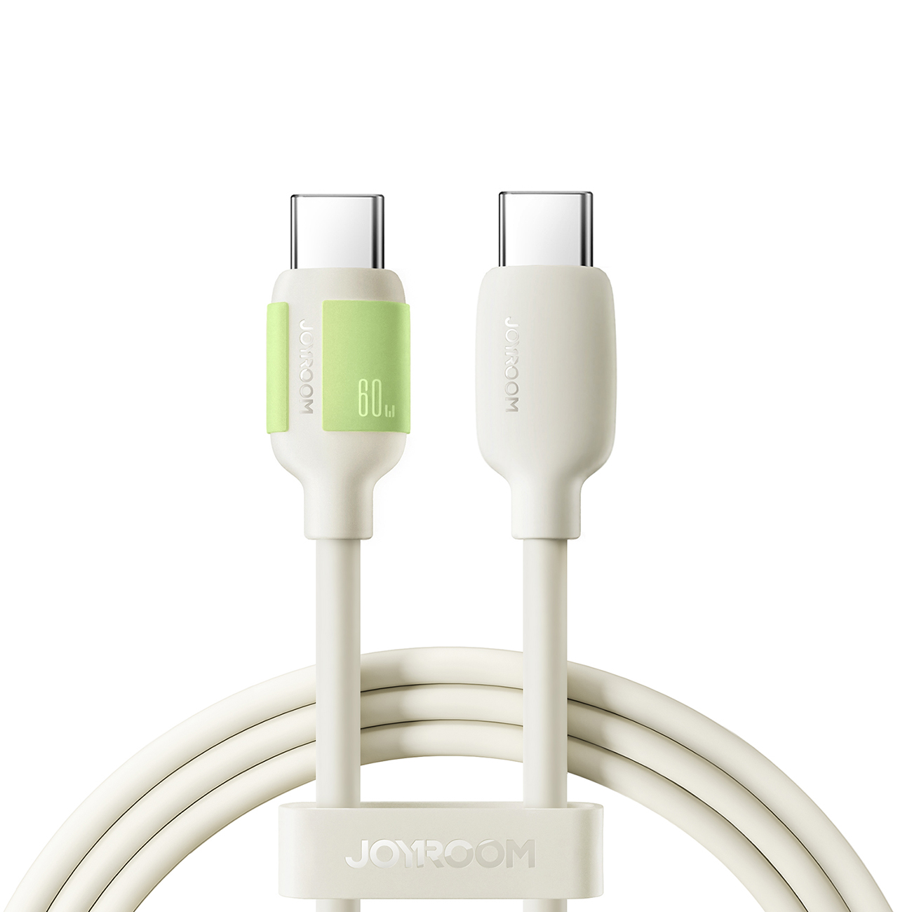 Kabel przewód USB-C – USB-C z fluorescencyjną końcówką 60W 1.2m – beżowy