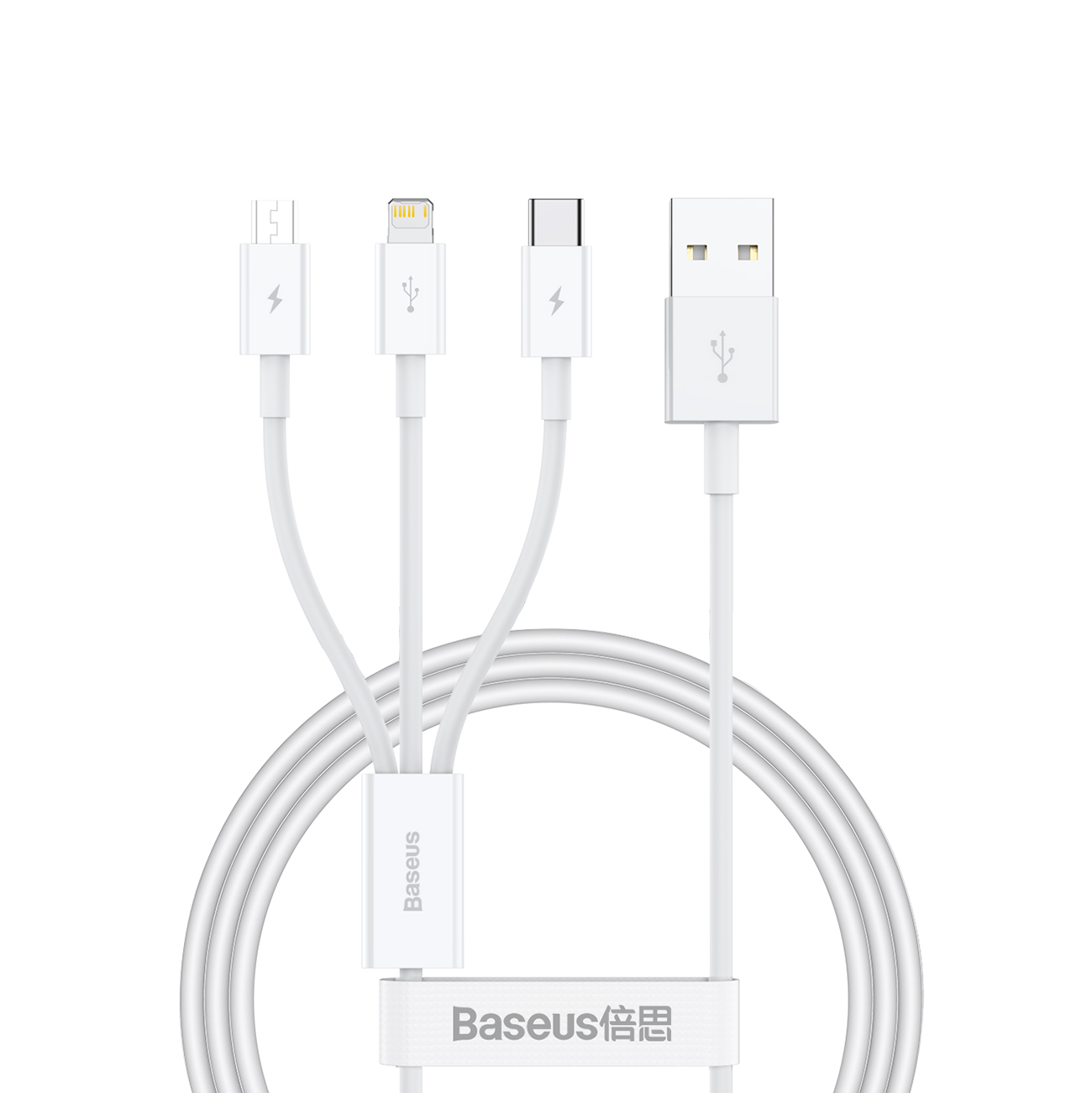 3w1 Kabel przewód Superior Series USB-A – USB-C / iPhone Lightning / micro USB 3.5A 0.5m – biały 3w1 Kabel przewód Superior Series USB-A – USB-C / iPhone Lightning / micro USB 3.5A 0.5m – biały
