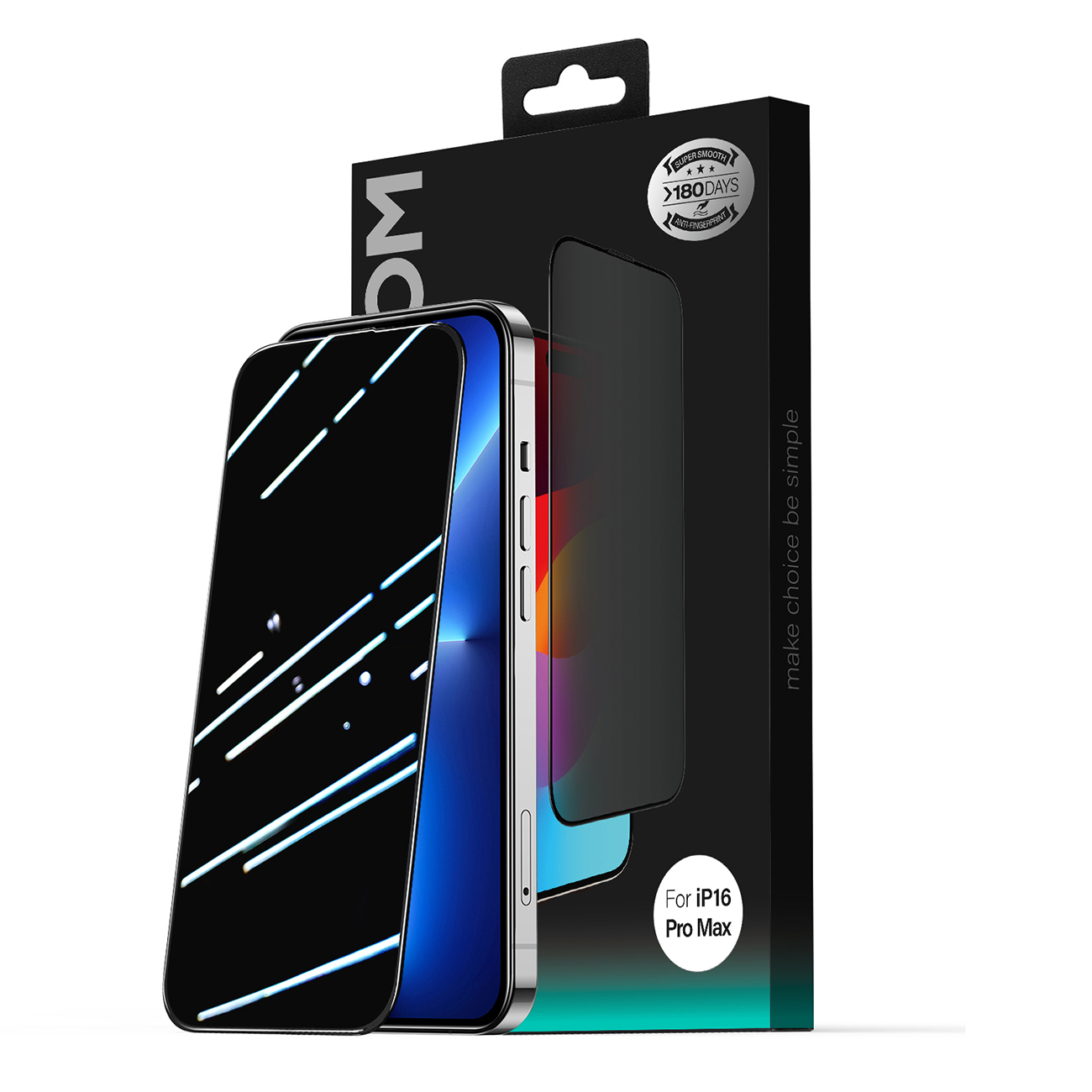 Szkło hartowane 2.5D Dustproof prywatyzujące z czarną ramką na iPhone 15 Plus/16 Plus Szkło hartowane 2.5D Dustproof prywatyzujące z czarną ramką na iPhone 15 Plus/16 Plus