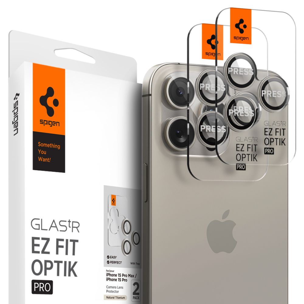 Osłona aparatu na iPhone 14 Pro / Pro Max / 15 Pro / Pro Max tytan naturalny – 2 szt.