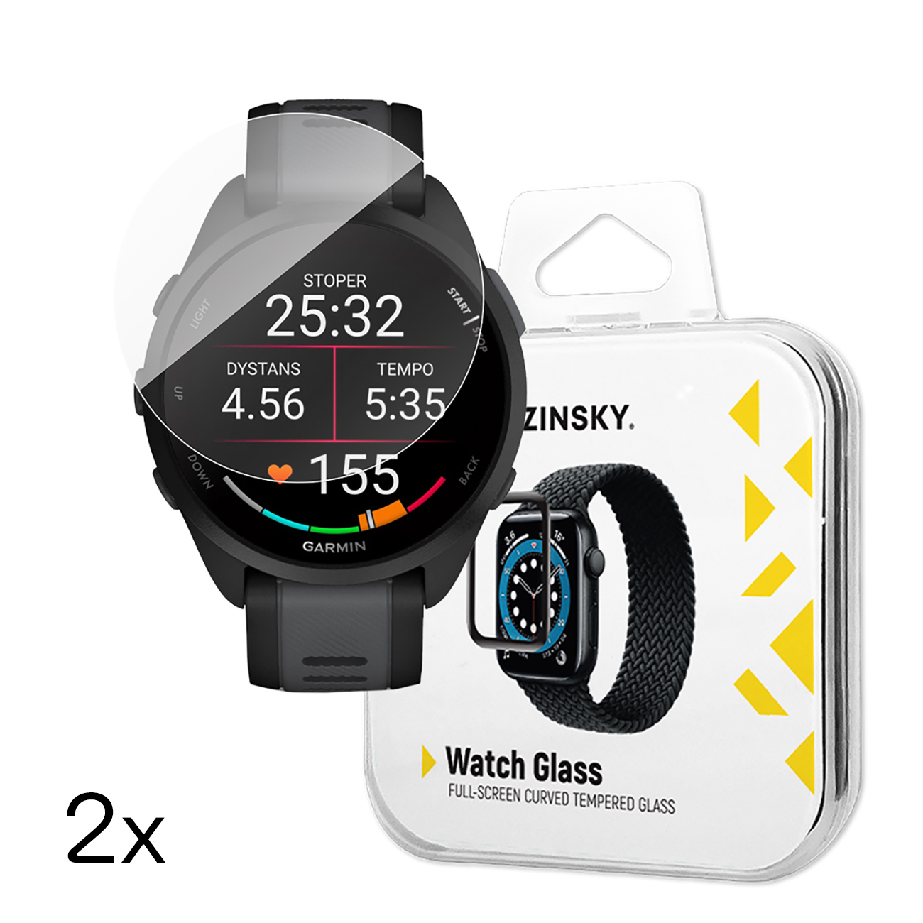 Szkło hartowane do zegarka Garmin Forerunner 165 Full Glue – 2 szt.