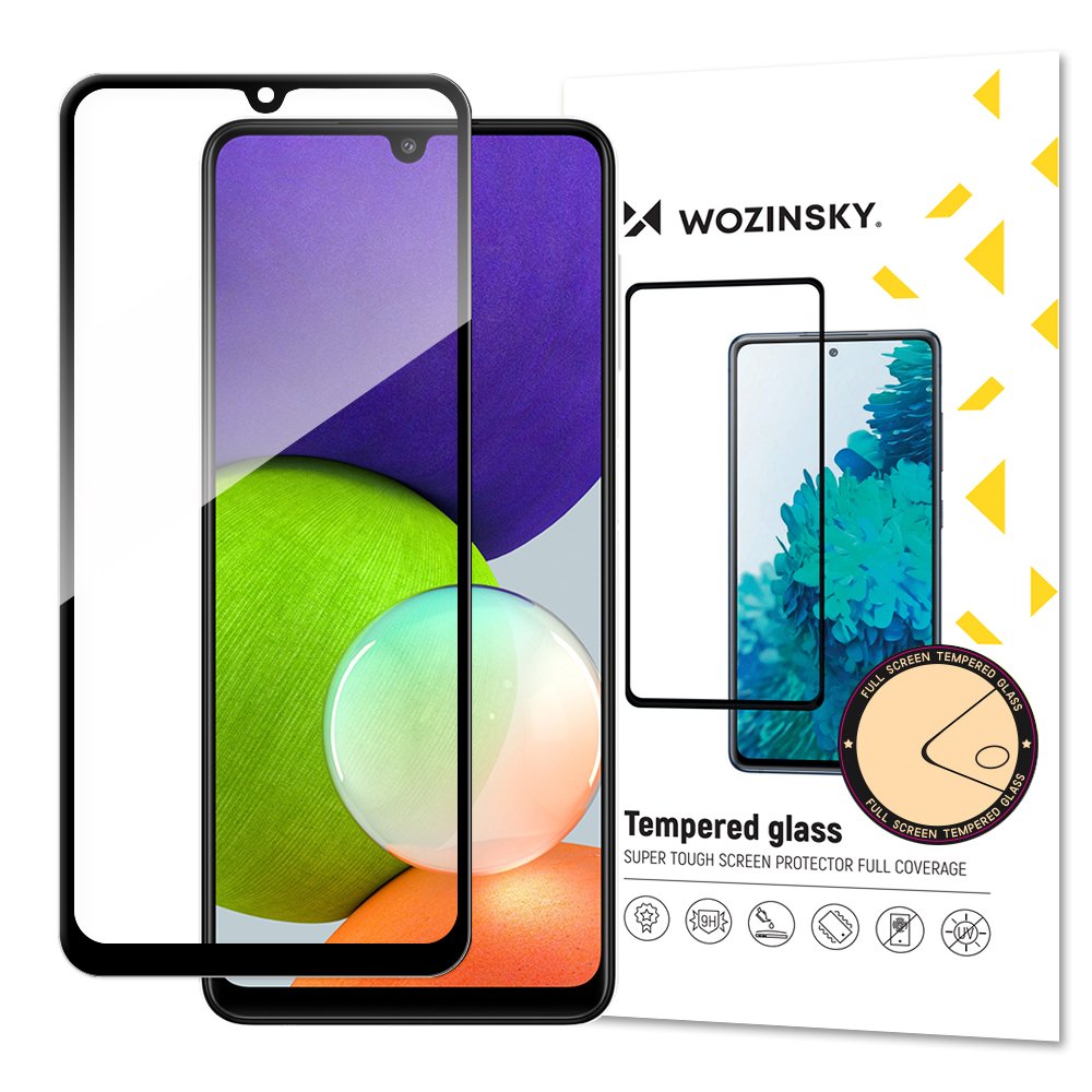 Szkło hartowane na cały ekran z ramką do Samsung Galaxy A22 4G Case Friendly – czarny Szkło hartowane na cały ekran z ramką do Samsung Galaxy A22 4G Case Friendly – czarny