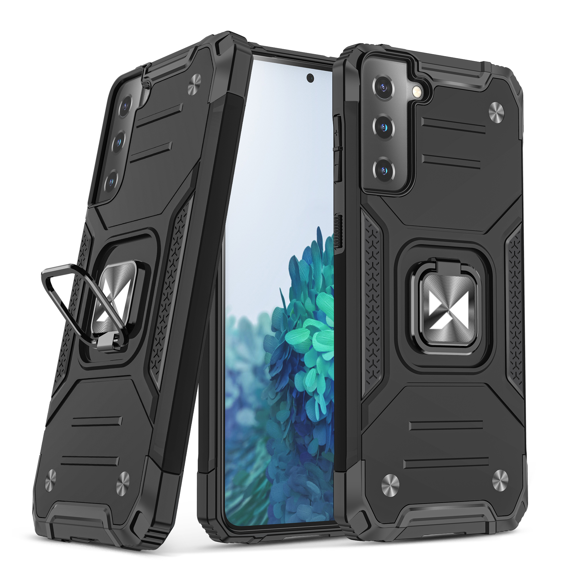 Pancerne hybrydowe etui z magnetycznym uchwytem do Samsung Galaxy S22+ Ring Armor – czarny