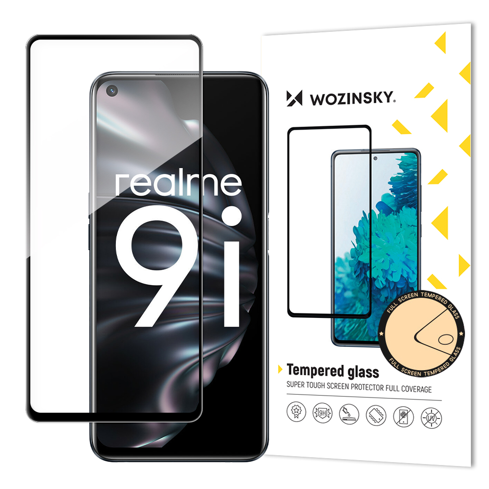 Szkło hartowane do Oppo A76 / Oppo A36 / Realme 9i na cały ekran z ramką – czarny