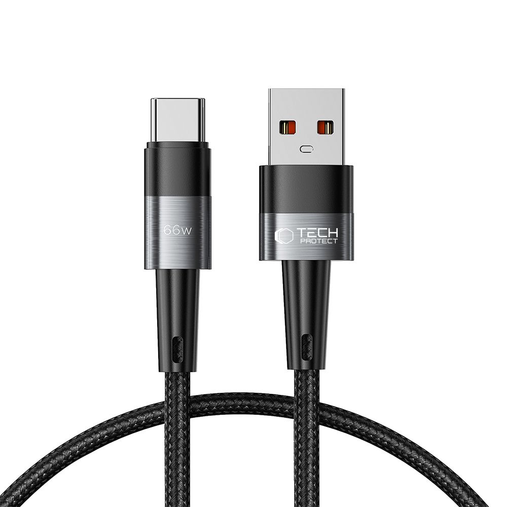 Kabel przewód USB-C – USB-A 66W 6A 0.25m – szary
