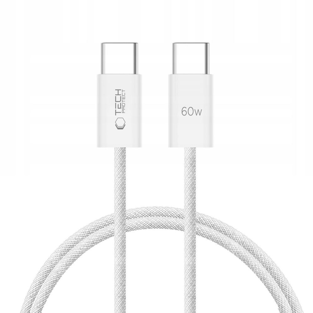 Kabel przewód USB-C PD 60W 3A 1m – biały Kabel przewód USB-C PD 60W 3A 1m – biały