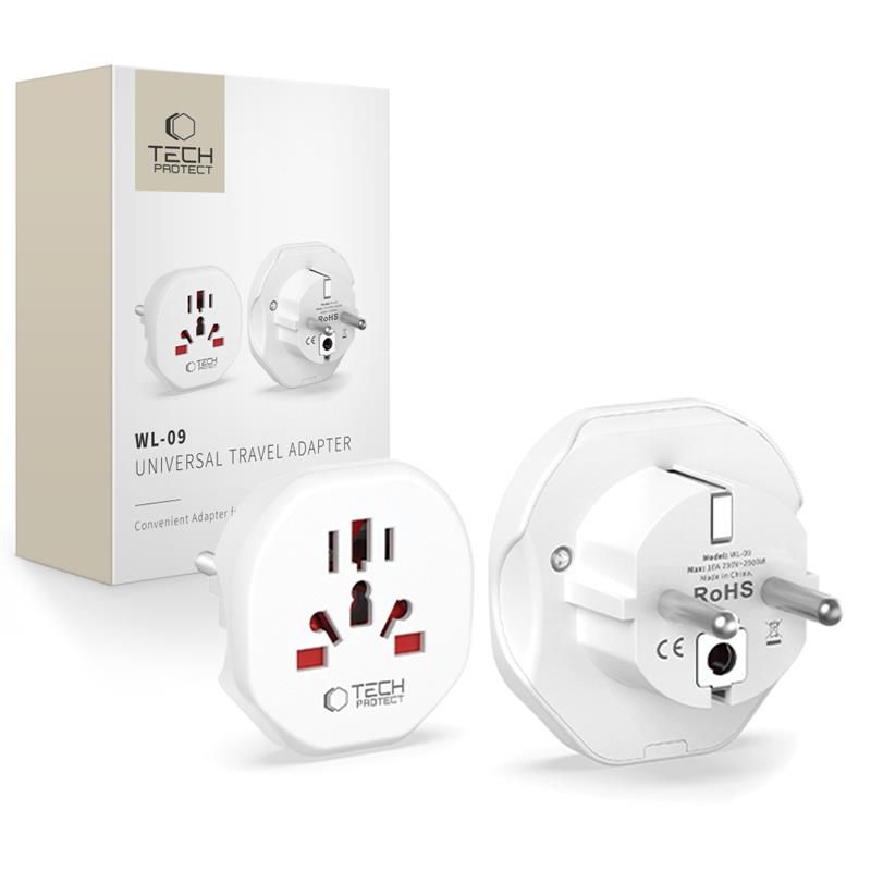 Przejściówka adapter podróżny UK/US/AU/FI/CN-1/CN-2 do EU – biały