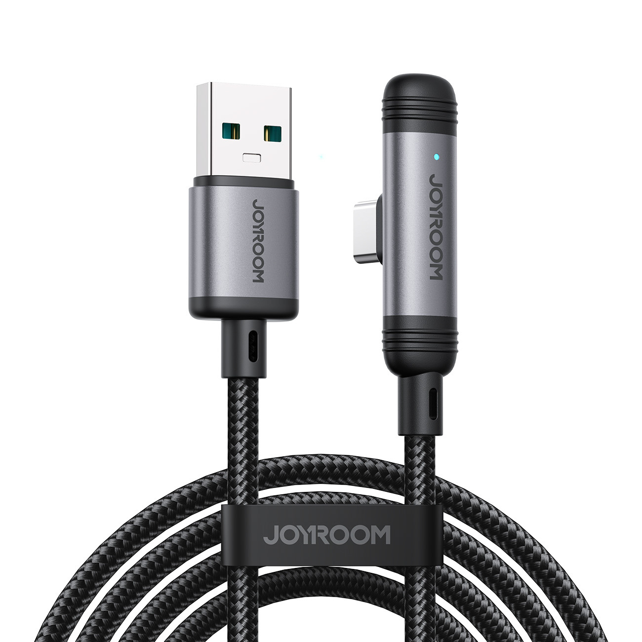 Kabel przewód kątowy USB-A USB-C 3A 1.2m – czarny