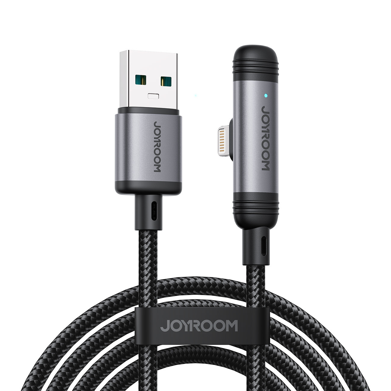 Kabel przewód kątowy USB-A iPhone Lightning 3A 1.2m – czarny