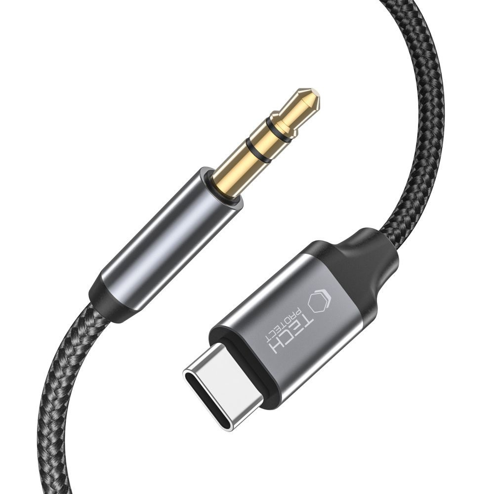 Kabel przewód audio USB-C – mini jack 3.5mm 1 m – czarny