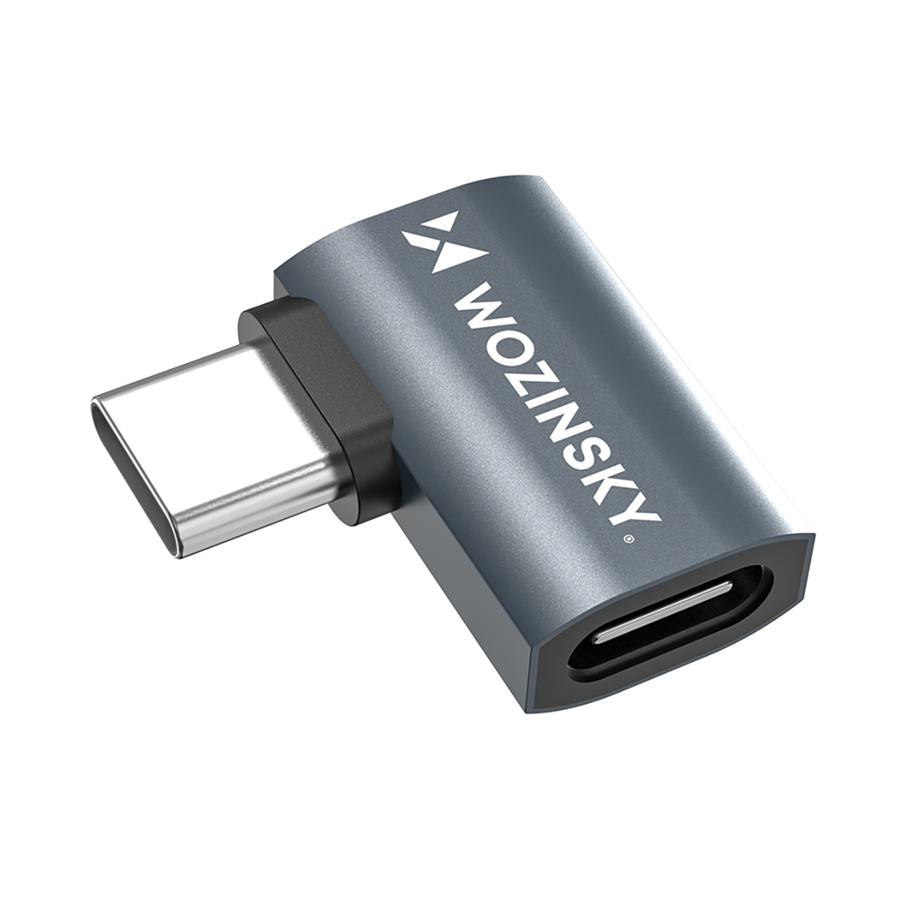 Adapter przejściówka kątowa boczna USB-C 40Gb/s 240W 8K OTG – szara