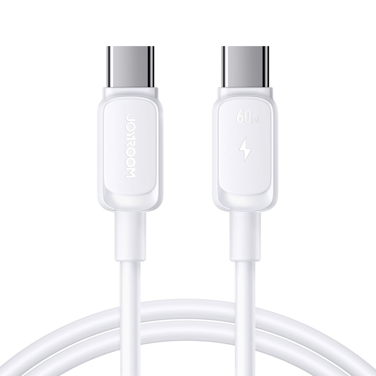 Kabel przewód do ładowania transmisji danych USB-C 60W 1.2m – biały Kabel przewód do ładowania transmisji danych USB-C 60W 1.2m – biały
