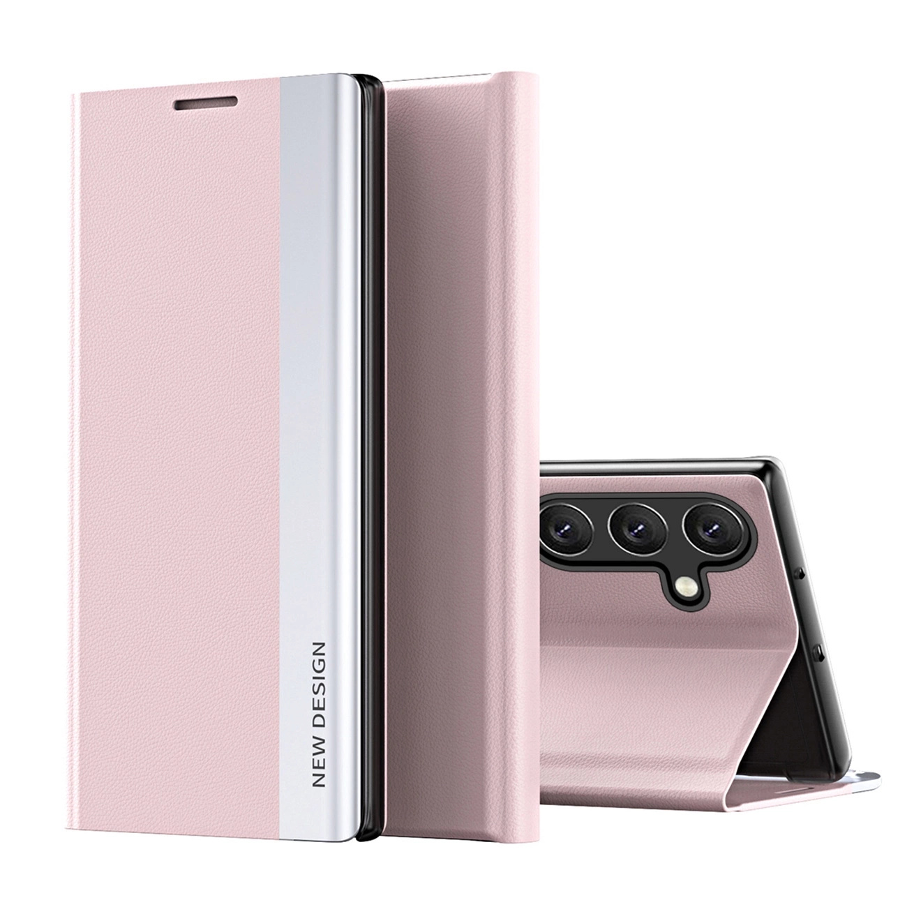 Etui na Samsung Galaxy S25 Edge z klapką podstawką Sleep Case Pro – różowe