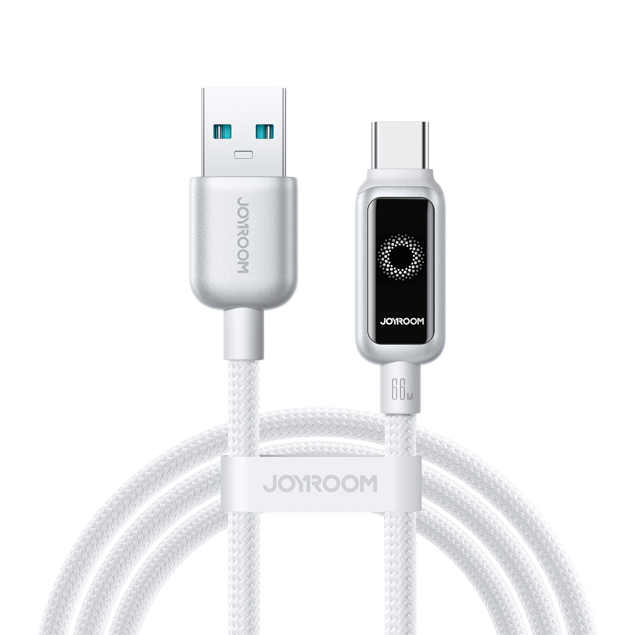 Kabel przewód w oplocie USB-A – USB-C 66W 1.2m – biały