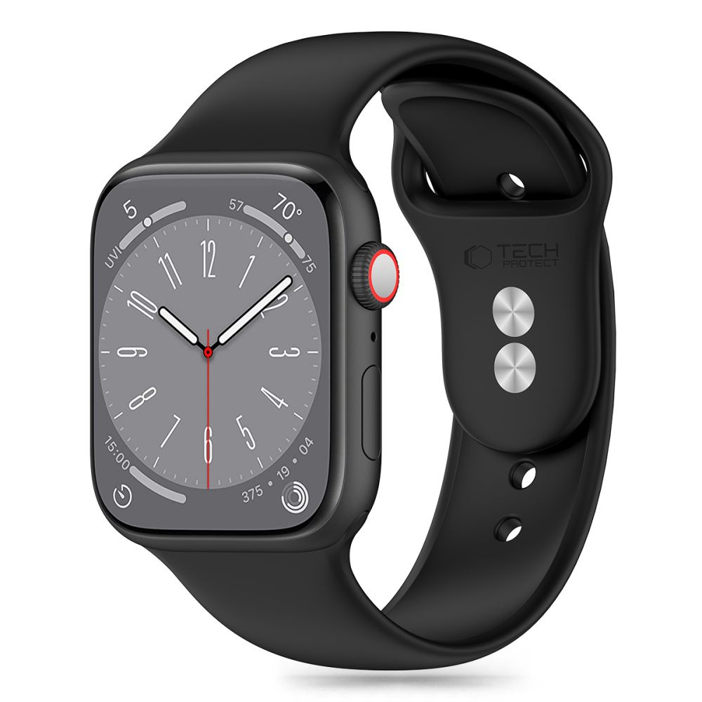 Pasek silikonowy na Apple Watch 4 / 5 / 6 / 7 / 8 / 9 / SE / Ultra 1 / 2 42 44 45 49 mm – czarny Pasek silikonowy na Apple Watch 4 / 5 / 6 / 7 / 8 / 9 / SE / Ultra 1 / 2 42 44 45 49 mm – czarny