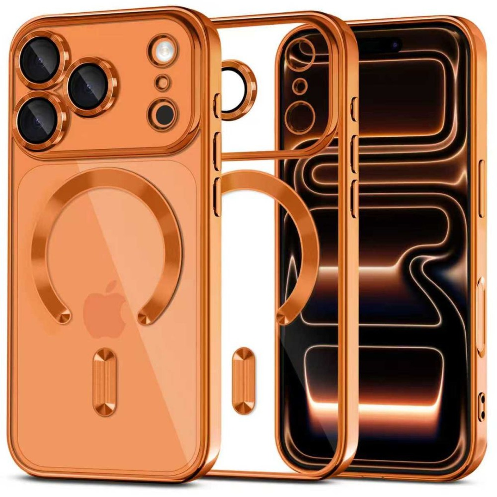 Etui pokrowiec na iPhone 17 Pro MagFlex MagSafe – przezroczysto-pomarańczowe