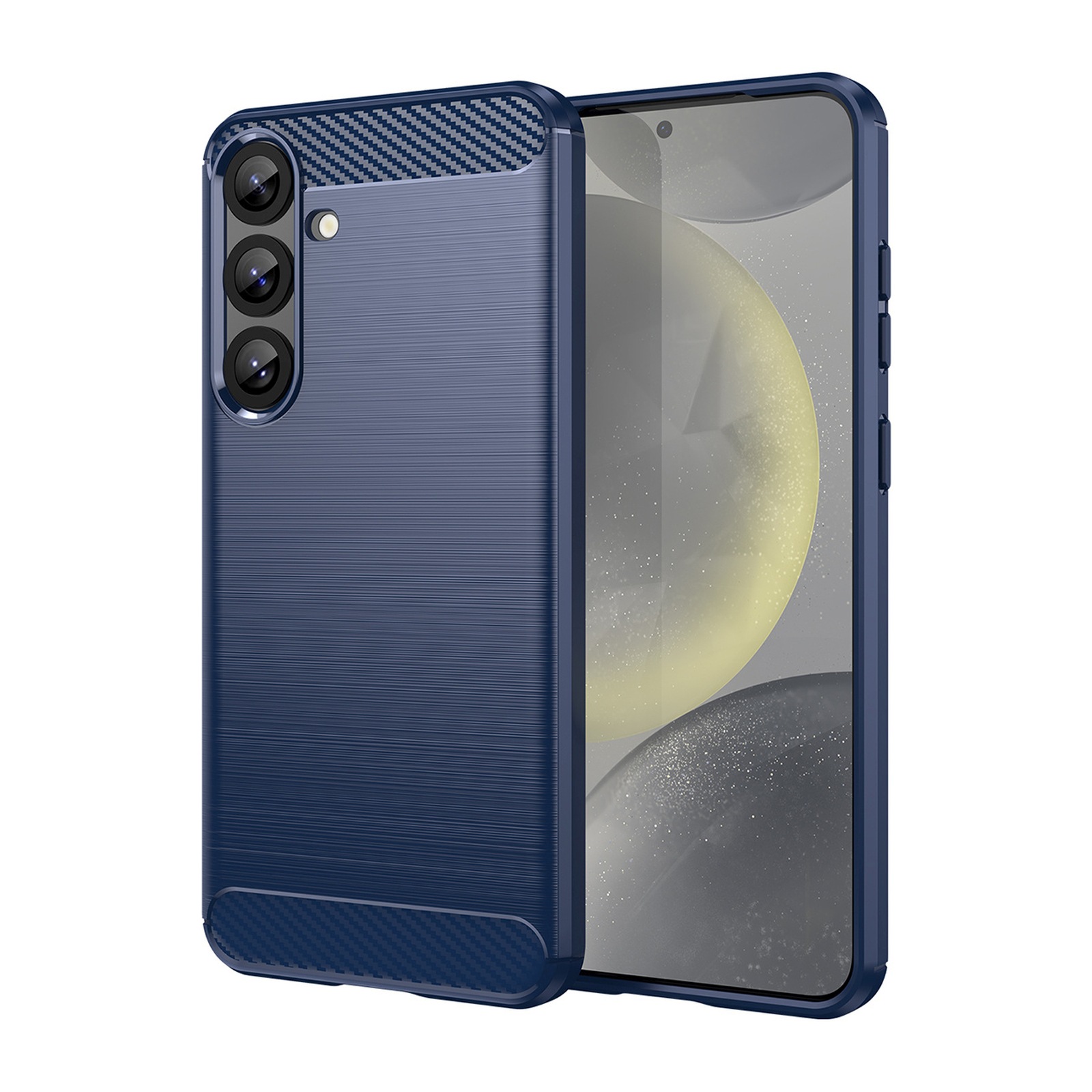 Etui pokrowiec silikonowy do Samsung Galaxy S25+ Carbon Case – niebieski