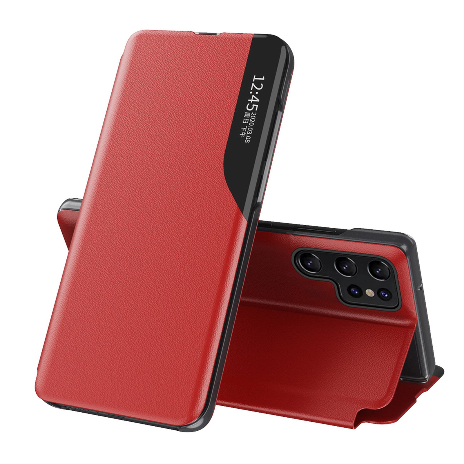 Etui z klapką podstawką do Samsung Galaxy S25 Ultra Eco Leather View Case – czerwony