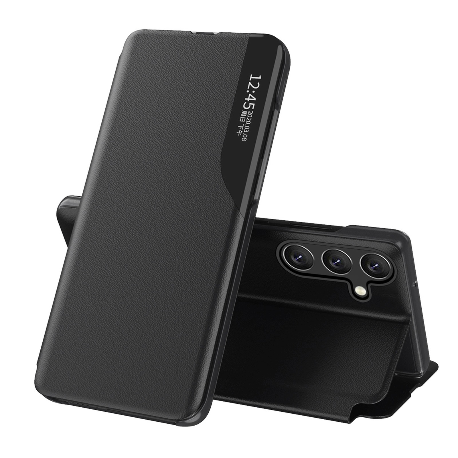 Etui z klapką i podstawką do Samsung Galaxy S24 FE Eco Leather View Case – czarny