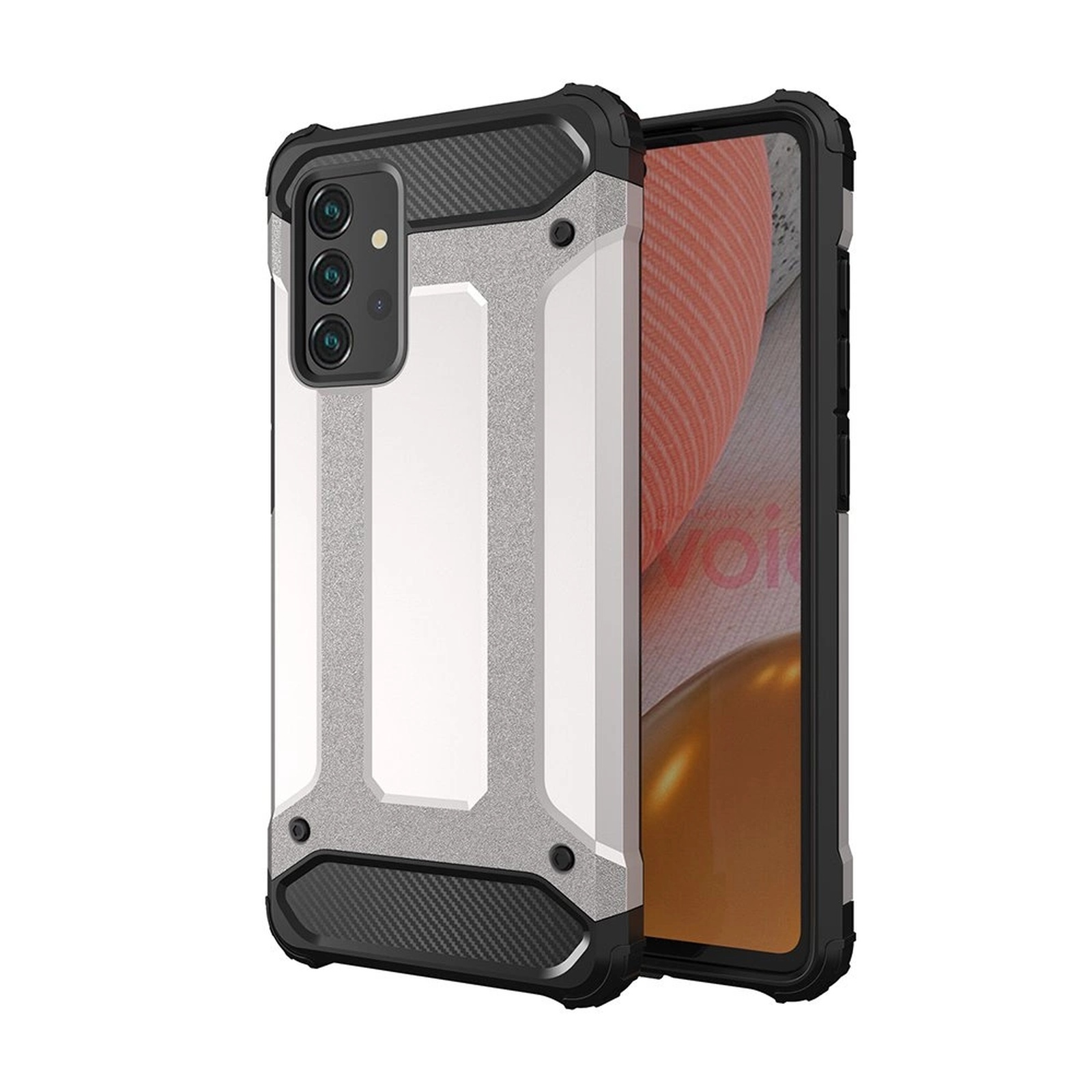 Pancerne hybrydowe etui pokrowiec na Samsung Galaxy A36 Hybrid Armor – srebrny